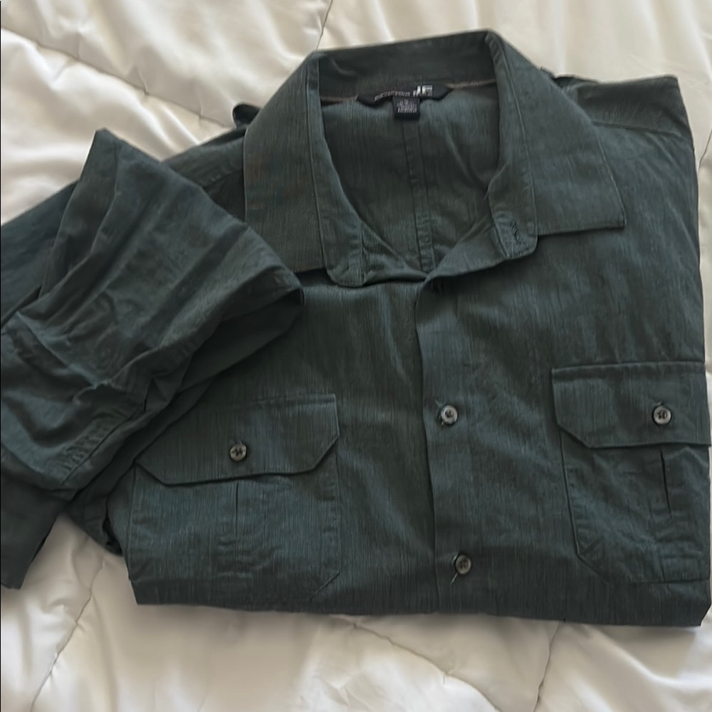 jf j.ferrar Green Casual Button Down Shirt